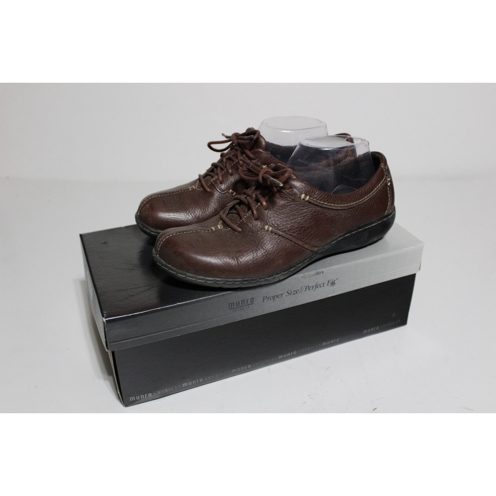 Clarks Bendables Women 8.5 M Oxford Brown Leather Split Toe Comfort Lace Up Shoe